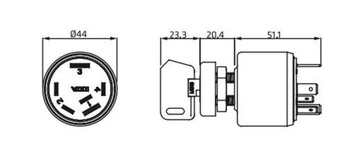 Zündschalter Keya, passend für denselben Zündschlüssel, Teilenummer 470007I