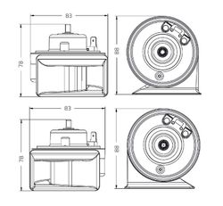 Elektrisches Horn-Set, 2 Töne, 24 V, T80/2-24V