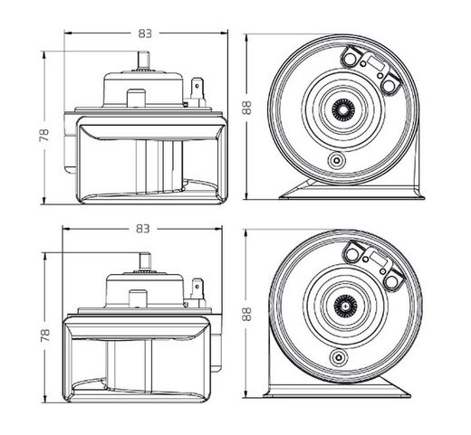 Elektrisches Horn-Set, 2 Töne, 24 V, T80/2-24V