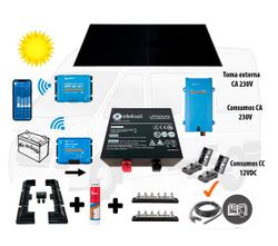 Kit Camper Booster 50A, solar 400W IBC, acumulación 200Ah LFP, potencia 2000VA