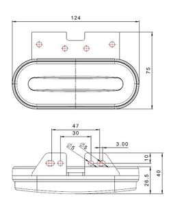 Rote LED-Positionsleuchte mit Halterung FT-070C+KLED - Fristom
