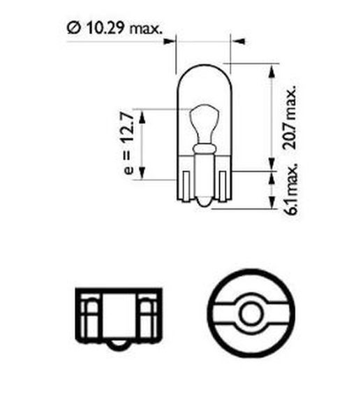 Philips W2,1x9,5d 12V 5W T1 Lampe - 10er-Packung
