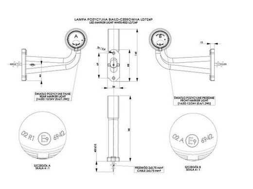 Positionsleuchten mit weiß-roter Kontur – rechts