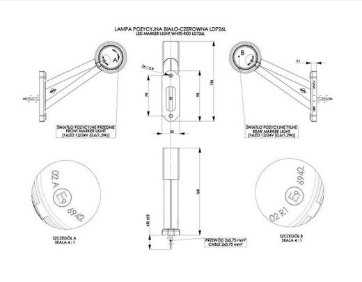 Luces De Gálibo De Contorno Blanco - Rojo Izquierda