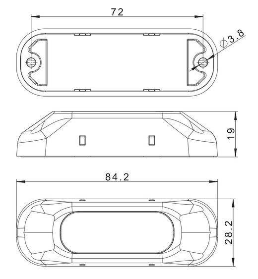 Gelbe Warnblitzleuchte mit 3 LEDs und R65-Zulassung FT-210LED - Fristom