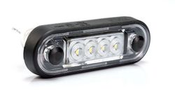 Gelbe LED-Seitenmarkierungsleuchte mit runder, flacher, schwarzer Gummiauflage