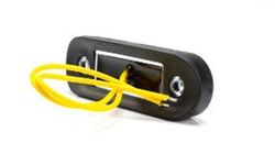 Gelbe LED-Seitenmarkierungsleuchte mit runder, flacher, schwarzer Gummiauflage