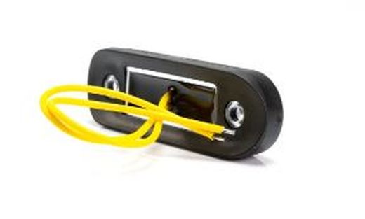 Gelbe LED-Seitenmarkierungsleuchte mit runder, flacher, schwarzer Gummiauflage