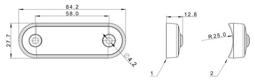 Gelbe LED-Seitenmarkierungsleuchte mit runder, flacher, schwarzer Gummiauflage