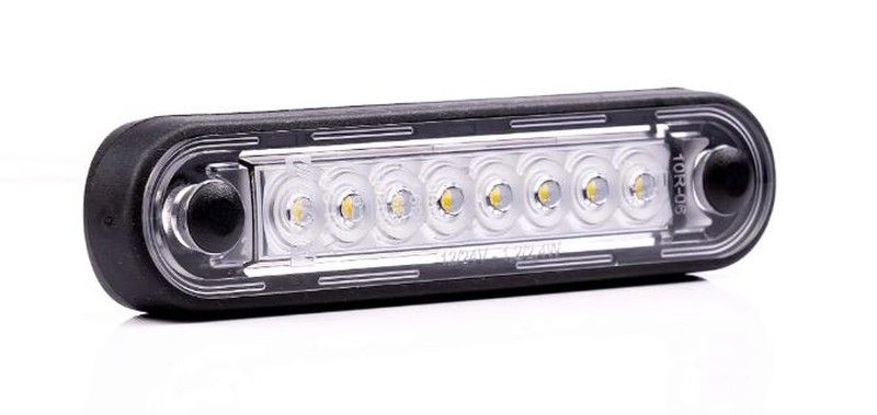 Luz De Gálibo Lateral LED Ámbar Larga Con Almohadilla De Goma Plana Redonda Y Negra