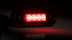 Rote LED-Seitenmarkierungsleuchte mit runder, flacher, schwarzer Gummiauflage