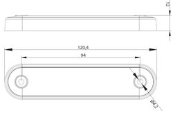 Lange rote LED-Seitenmarkierungsleuchte mit runder, flacher, schwarzer Gummiauflage