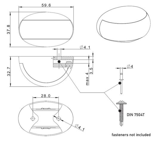 Gelbe LED-Positionsleuchte mit zwei Schraublöchern