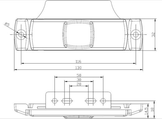 Luz De Gálibo LED Ámbar Con Soporte Angular Y Conector Rápido