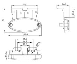 Luz De Gálibo LED Ámbar Con Soporte Angular Y Reflector