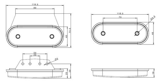 Feu de gabarit à LED rouge avec connecteur QS150