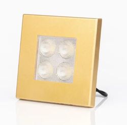 Éclairage intérieur blanc à 4 LED avec cadre carré interchangeable doré