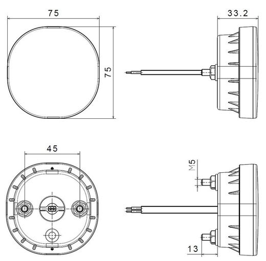 Luz De Marcha Atrás LED Con Cable De 0,5m - 12-24v
