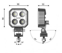 Quadratische LED-Rückfahrleuchte 90x90