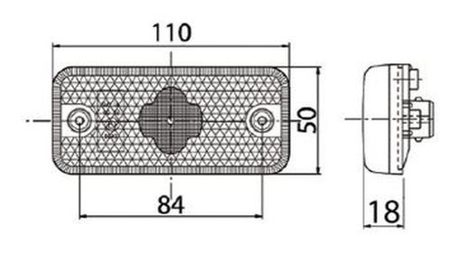 Gelbe LED-Seitenmarkierungsleuchte 12 V