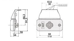 Gelbe LED-Seitenmarkierungsleuchte 24 V mit Halterung