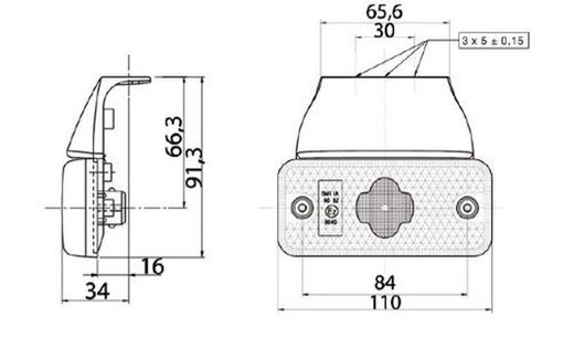 Gelbe LED-Seitenmarkierungsleuchte mit Halterung