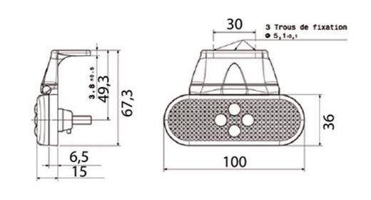 Luz De Posición Lateral LED Ámbar Con Soporte