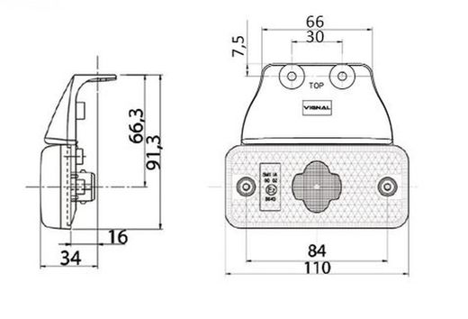 Luz De Posición Lateral LED Ámbar Con Soporte
