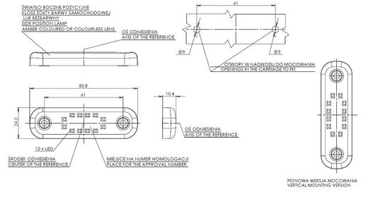 Luz De Posición LED Ámbar Lateral