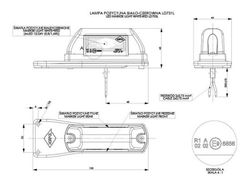 Linke weiß-rote LED-Positionsleuchte mit Halterung