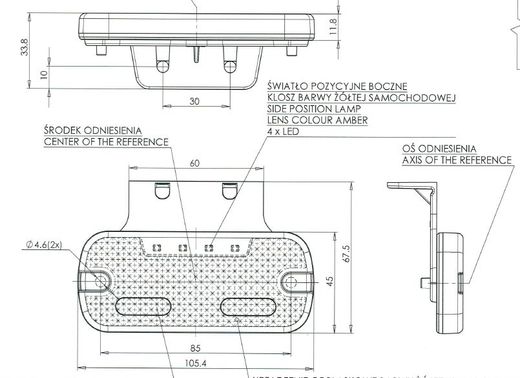 Luz de posición led trasera roja universal con reflectante