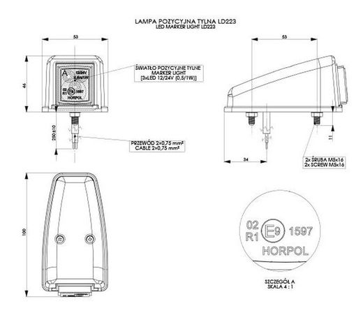 Luz De Posición Trasera LED Roja De Esquina
