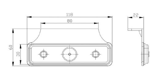 Gelbe LED-Positionsleuchte mit Halterung FT-004Z+KLED - Fristom