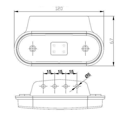 Gelbe LED-Positionsleuchte mit Halterung FT-020Z+KLED - Fristom