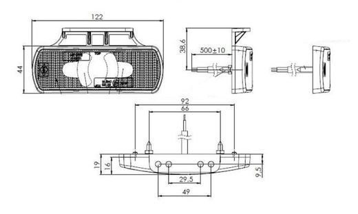 Gelbe LED-Seitenmarkierungsleuchte LD2220 - Horpol
