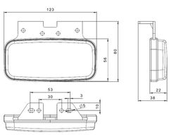 Gelbe LED-Positionsleuchte mit Halterung FT-075Z+KLED - Fristom