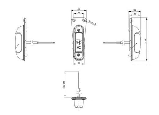 Luz gálibo LED blanco/rojo con soporte LD2165 - Horpol