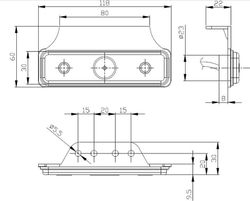Luz Gálibo Roja LED Con Soporte Angular Y Cable