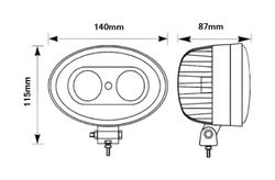 Ovale Arbeitsleuchte mit 2 LEDs und blauem Licht R1920 - Reals