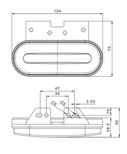 Gelbe LED-Positionsleuchte mit Blinker und Halterung FT-071+KLED - Fristom