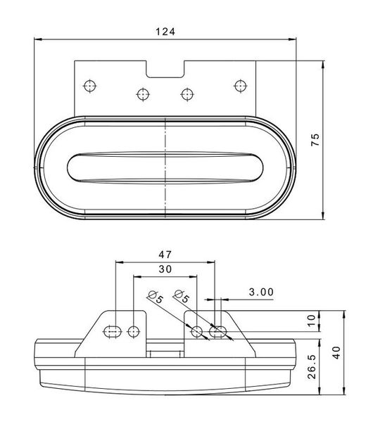 Gelbe LED-Positionsleuchte mit Blinker und Halterung FT-071+KLED - Fristom