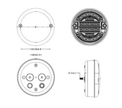 Runde LED-Rückleuchte mit Nebelscheinwerfer 44-0930