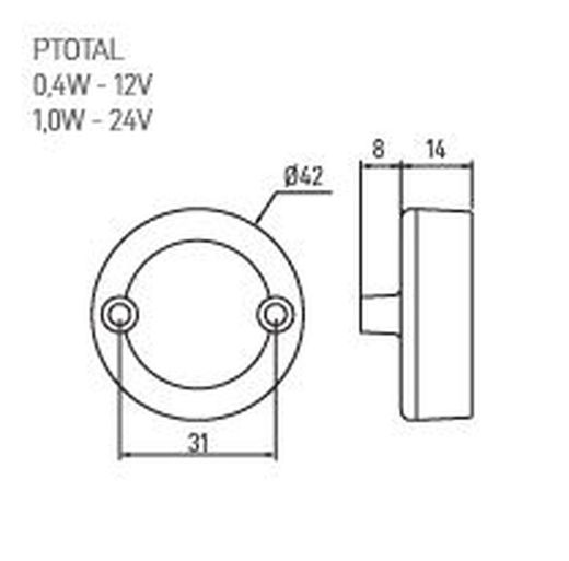 Weiße LED-Kontrollleuchte 12–24 V mit 500 mm Kabel