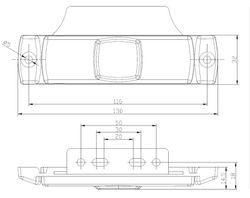Weiße LED-Positionsleuchte mit Halterung FT-017B+KLED - Fristom