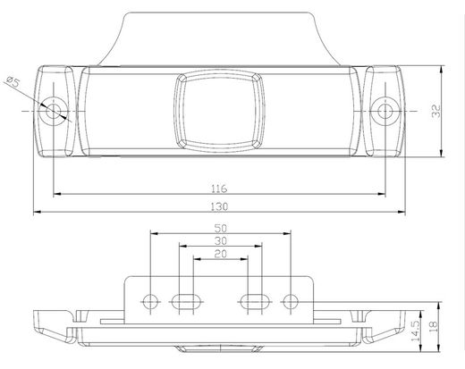 Weiße LED-Positionsleuchte mit Halterung FT-017B+KLED - Fristom