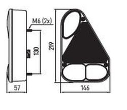 Rechte Kontrollleuchte mit Rückwärtsgang- und Dreieckssymbol