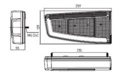 Rechte Hybrid-12V-Kontrollleuchte mit Positions- und Kennzeichenbeleuchtung in LED-Technik