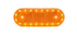 Gelbe Positionsleuchte mit Blinklicht, Reflektor und Winkelhalterung