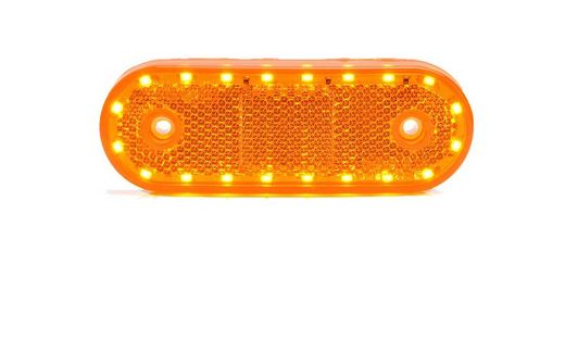 Gelbe Positionsleuchte mit Blinklicht, Reflektor und Winkelhalterung