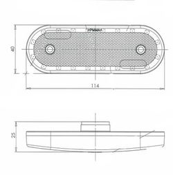 Gelbe Positionsleuchte mit Blinklicht, Reflektor und Winkelhalterung